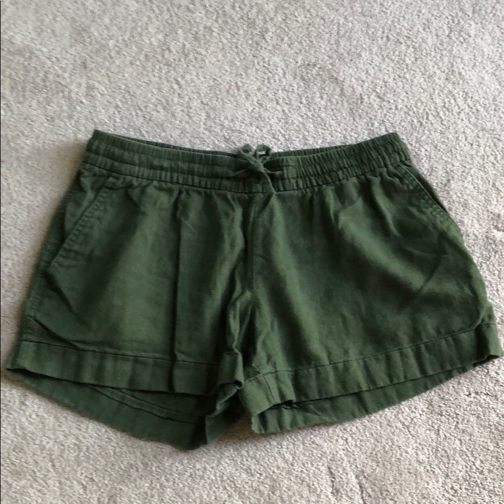 Olive green linen shorts